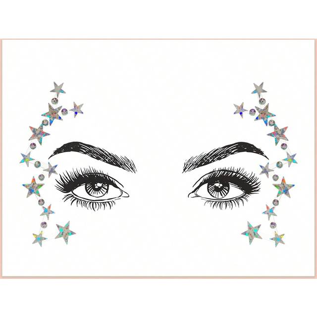 SHEIN 1 Piece Festival Face Jewels Sticker, Rhinestone Rave Face Gems Glitter, Crystal Birthday Party Festival Face Sticker, Eyes Face Body Temporary Tattoo