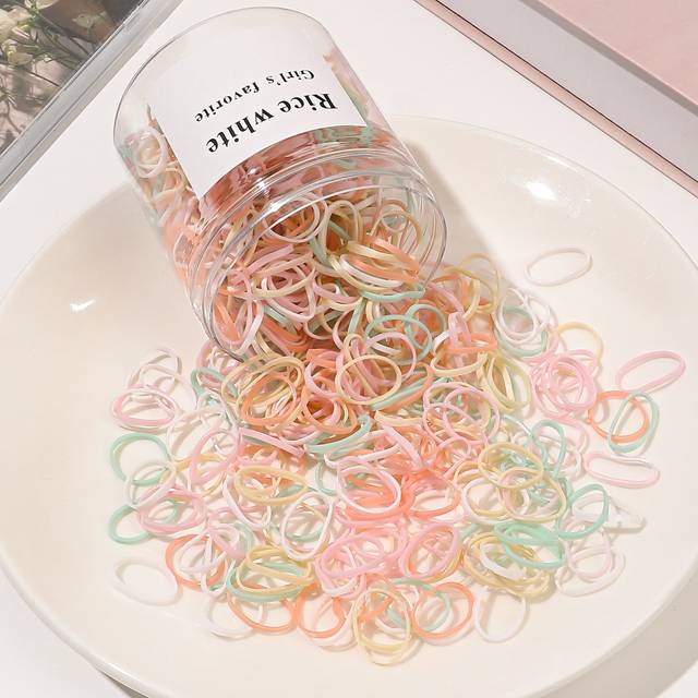 Cirka 500 st. genomskinliga burkar förpackade i gelé, milkshake, färgade små elastiska gummihårsnoddar för fritidsbruk, dopamin, hästsvanshållare, hår - Multifärgad (En-Storlek)
