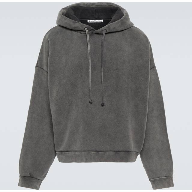 Grey Logo Patch Cotton Hoodie