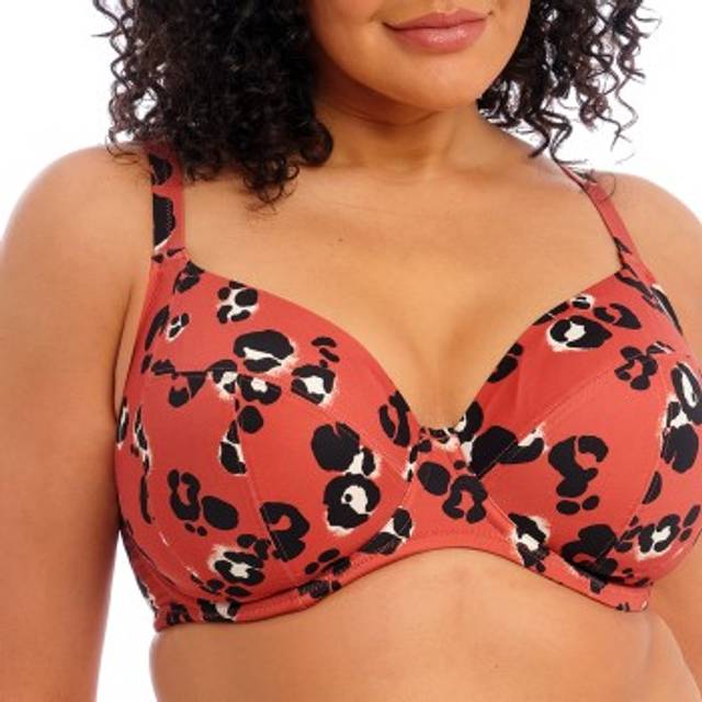 Elomi Kotiya Underwire Plunge Bikini Top - Orange/Black - F 80