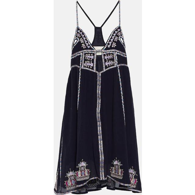 Isabel Marant Bretty embroidered cotton and silk minidress - blue (UK 12)