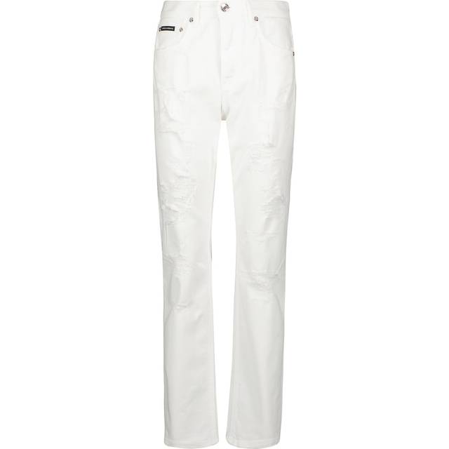 Dolce&Gabbana Distressed  high-rise straight jeans - white (UK 12)