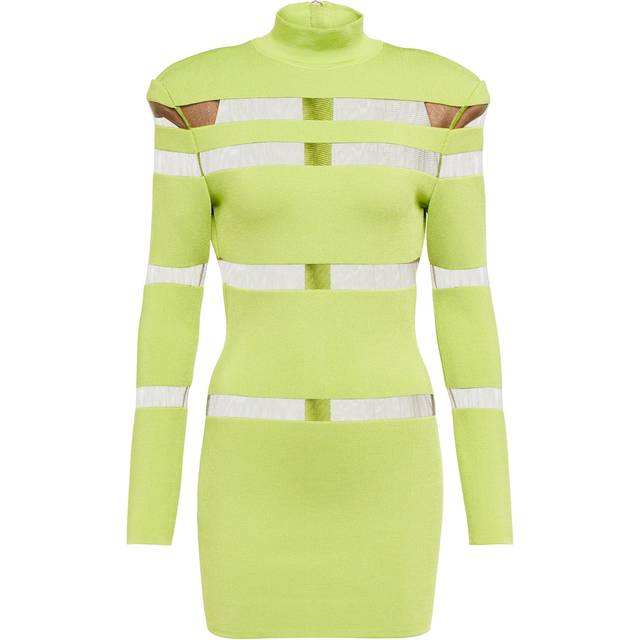Balmain Turtleneck mesh-paneled minidress