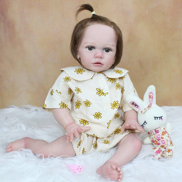 BZDOLL 60 CM Real Touch 3D-Paint Skin Silicone Reborn Baby Toddler Doll For Girl Cloth Body Toy Realistic Princess Alive Bebe Dress Up 60cm 3D-paint Skin Doll