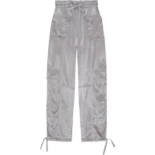 Ganni ECOVERO™-Blend Washed-Satin Cargo Trousers - EU 42/UK 14 - Grey