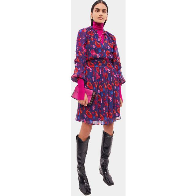 Celestial Floral Crinkle Dress Navy