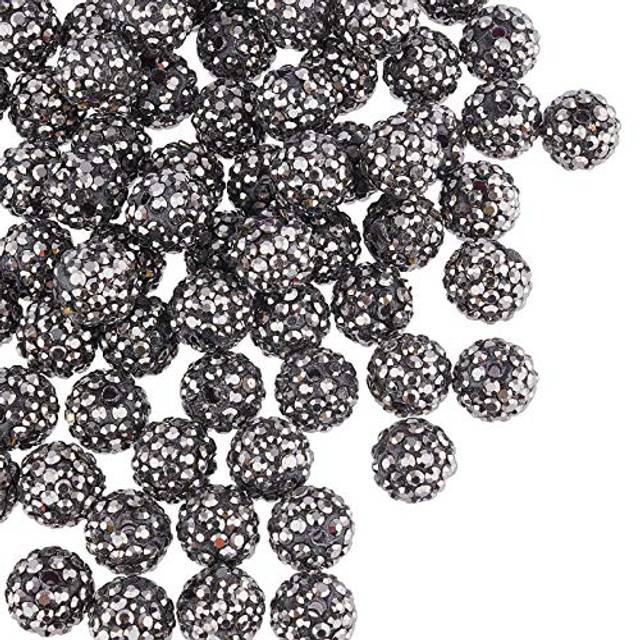 PH PandaHall 100pcs Rhinestone Clay Beads  10mm Pave Disco Ball Clay Beads Polymer Clay Ball Beads Rhinestones Crystal Diamond B