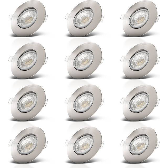 12 Pack Matt Nickel 12x4.9W LED Recessed Light - Metallic Silver - One Size