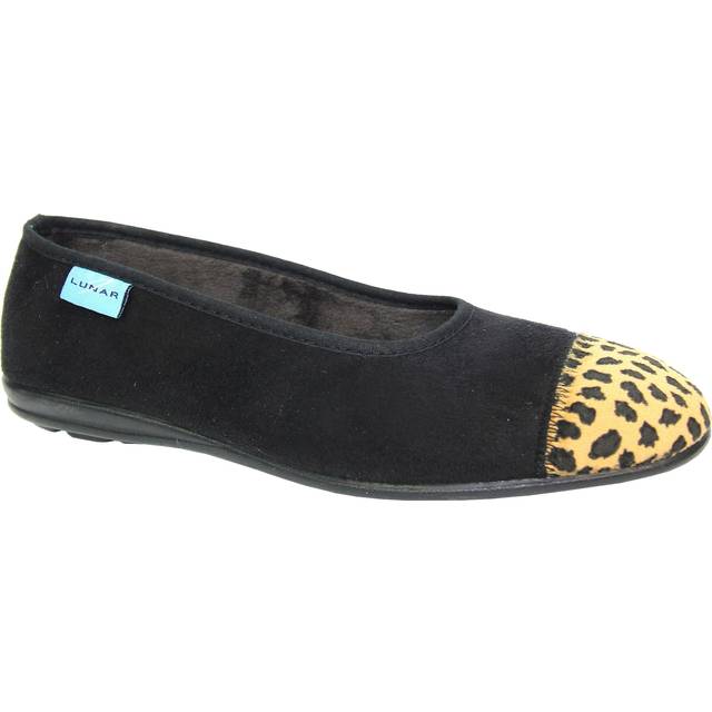Jessie Leopard Print Slippers - Black - 6