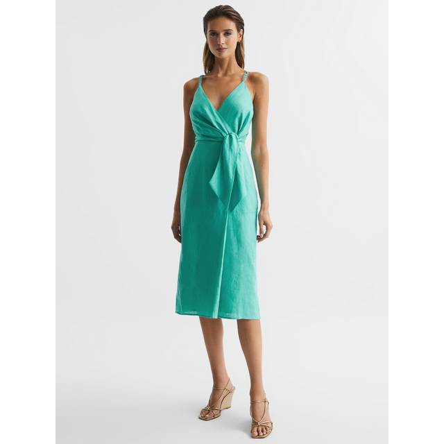 Reiss Esme Linen Tie Side Midi Dress
