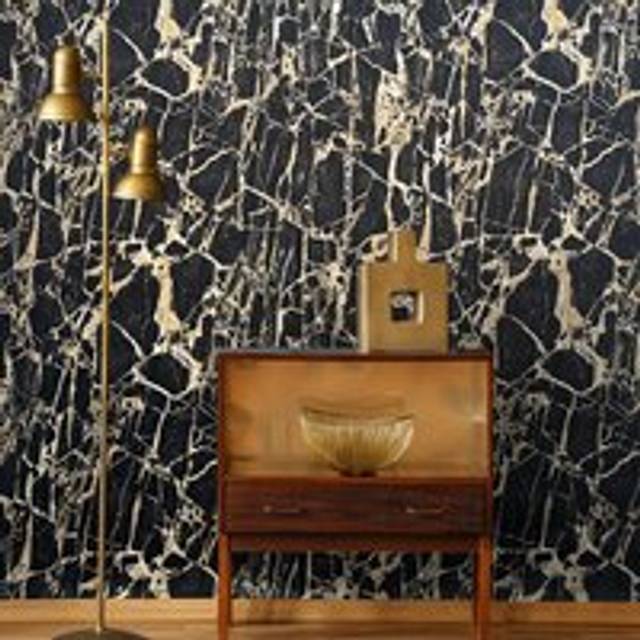 Rasch Vasari Enzo Black Marble Wallpaper Metallic Heavyweight Textured Vinyl