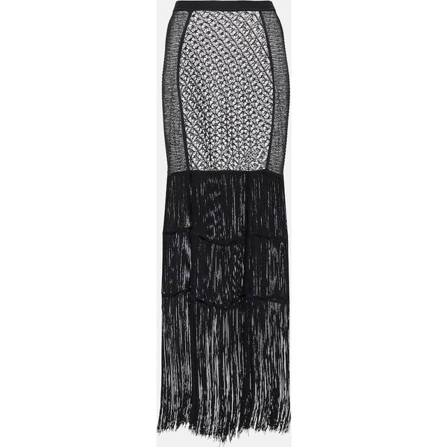 Khaite Crochet-knit fringe-trimmed maxi skirt - black (UK 12)
