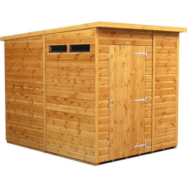 Powersheds Pent Roof Single Door Security Shed 6ft x 8ft - Golden Brown