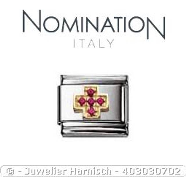 Nomination CLASSIC Composable Daily Life Gold & Red Cubic Zirconia Cross Charm 030307/02 - Multi-Coloured