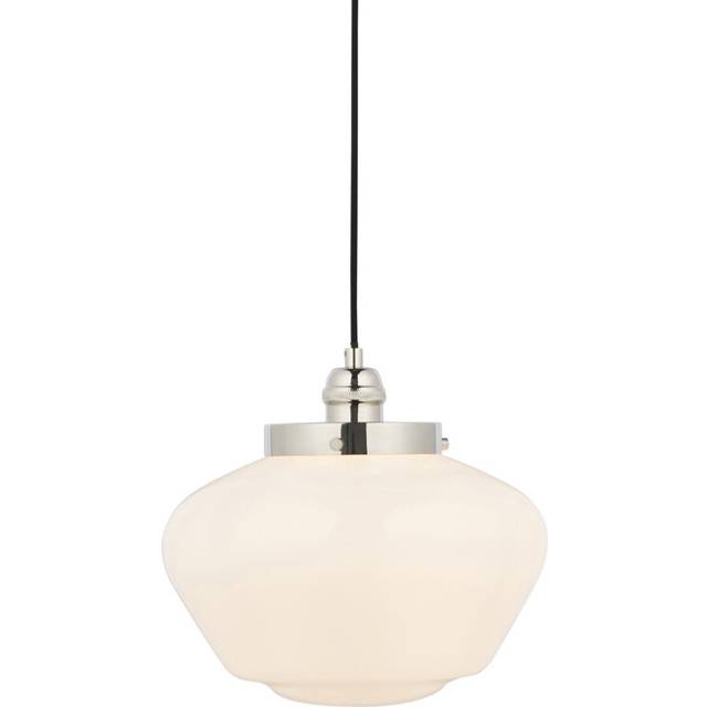 Polished Nickel Ceiling Pendant Light Opal Glass Shade Hanging Lighting Fixture