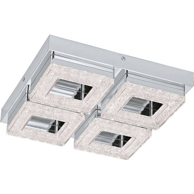 Wall Flush Ceiling Light Chrome Shade Chrome Clear Plastic Crystal Bulb LED 4x4W
