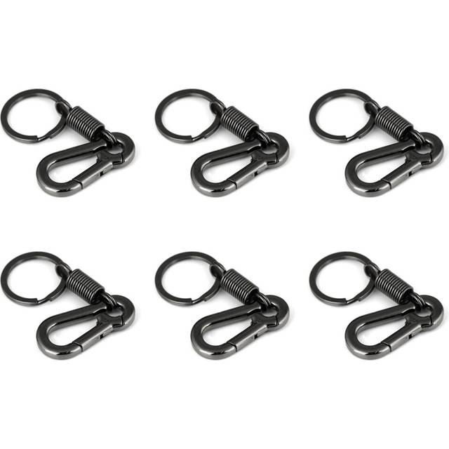 6X Sturdy Carabiner Key Chain Key Ring Polished Key Chain Spring Key Chain Business Waist Key Chain, Black