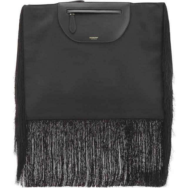 Burberry Ladies Black Fringe Leather Olympia Scarf Flat Clutch (Size 16.5 x 1 x 13in)