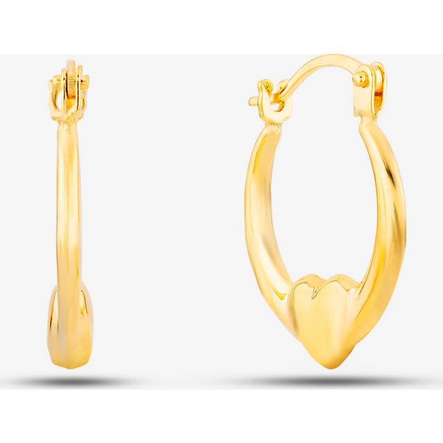 9ct Yellow Gold 12mm Heart Creole Earrings UER129Y