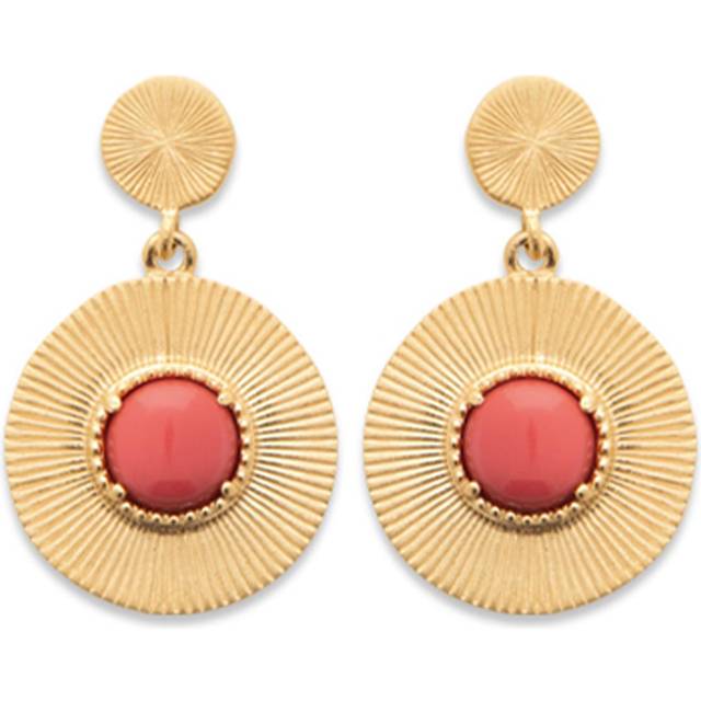Les Trésors De Lily [Q8926] - Guldpläterade 'Cléopatra' gyllene korallörhängen - 23x15 mm orange