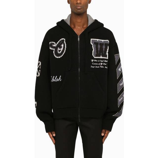 OFF WHITE Varsity Knit Hoodie - Black