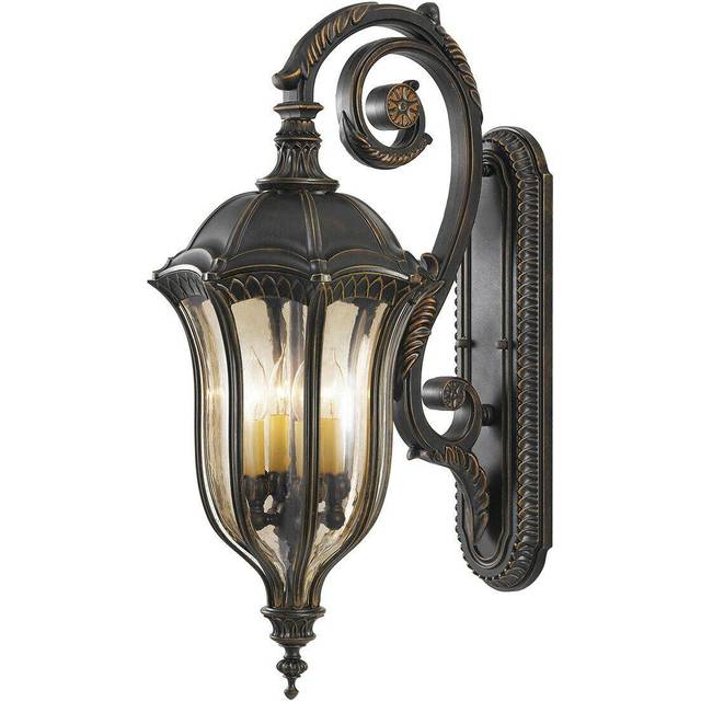 Outdoor IP44 4Wall Light Sconce ScrolLED Up & Over Arm Walnut LED E14 60W