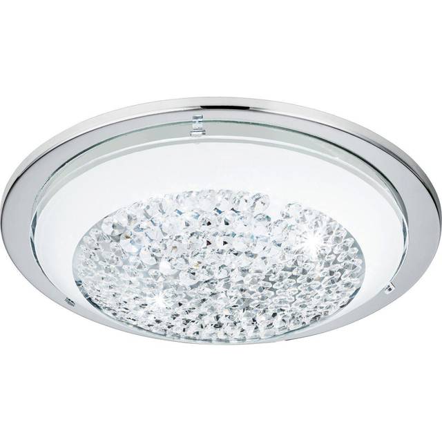 Wall flush ceiling light chrome shade white clear glass crystals bulb led 11w