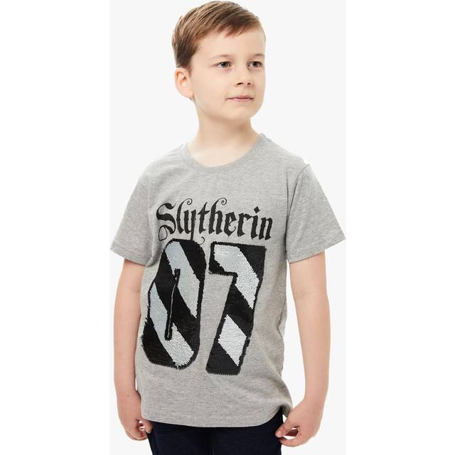 Fabric Flavours Kids' Harry Potter Slytherin Flip Sequin T-Shirt, Grey/Multi