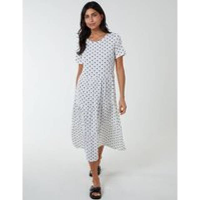 Womens Tiered Smock Dress - White - M