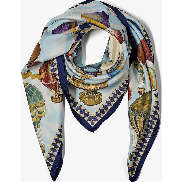 Aspinal Of London Silk Hot Air Balloon Print Scarf - Navy - One size