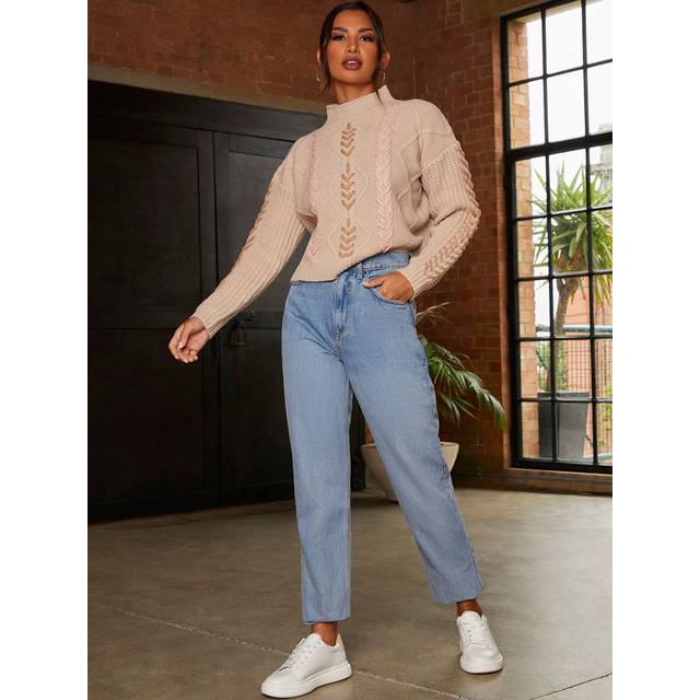 Contrast Cable Detail Jumper in Cream - S