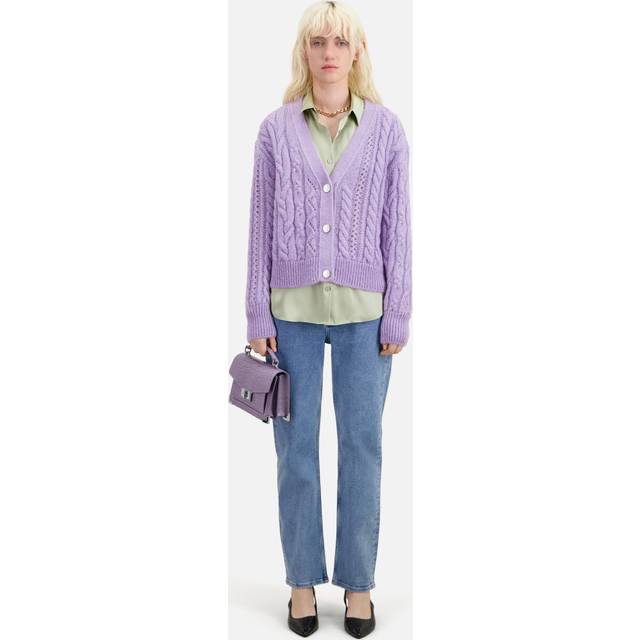The Kooples Womens Violet V-neck Cable-weave Knitted Cardigan Xs