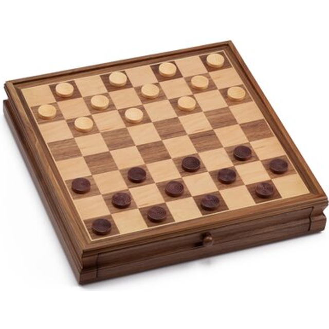 "GSE Games & Sports Expert 15"""" Large Wooden 2-in-1 Chess and Checkers Board Game Combo Set with Drawer  Board Games Chess Checker Set for Ki"