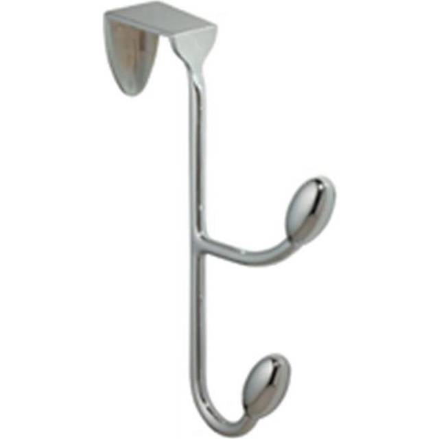 INTERDESIGN 76500 Over The Door Double Hook Rack  Chrome Finish