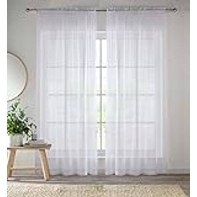 Very Home Slot Top Voile Panel Pair 57X48 - White