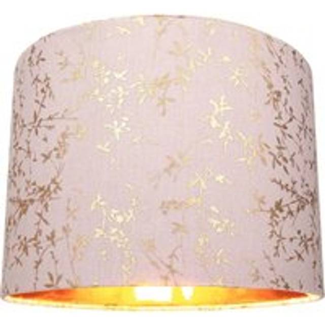 Modern soft pink cotton fabric 10" lamp shade with gold foil floral decoratio...