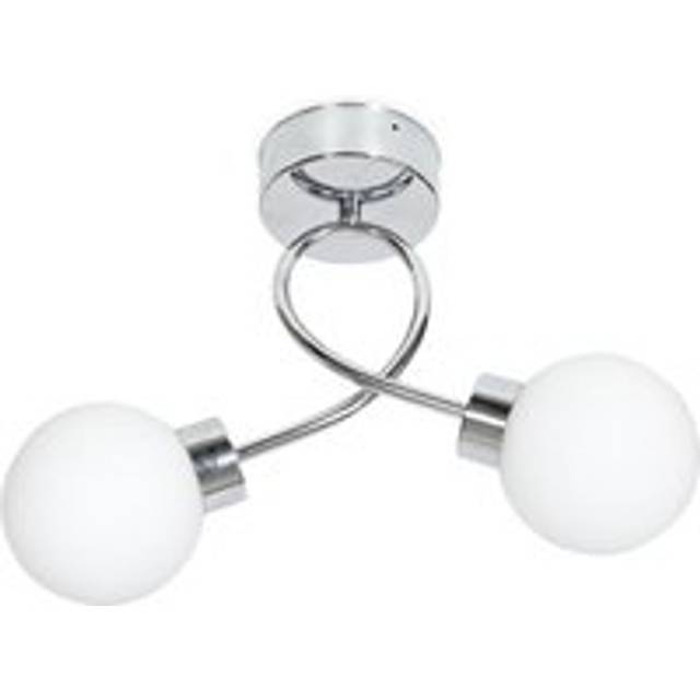 Orbital 2 Way Twist Opal Glass Globe IP44 Rated Bathroom Flush Ceiling Light