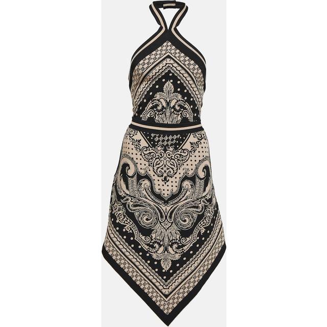 Balmain Paisley jacquard halterneck midi dress - beige (UK 14)