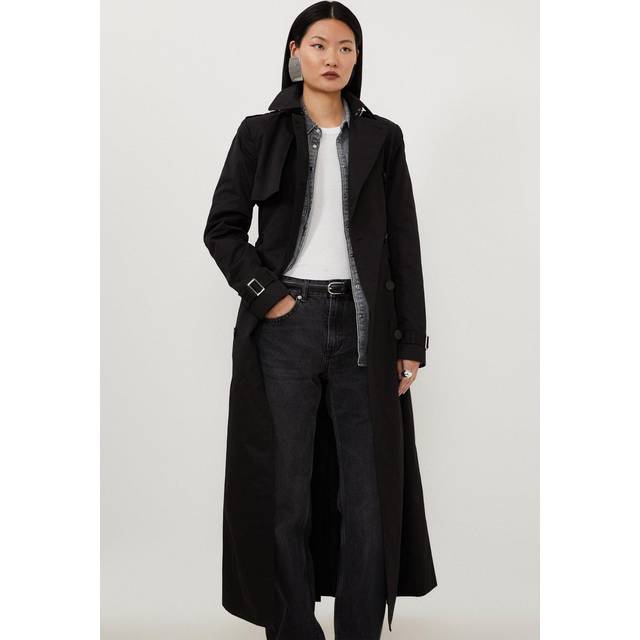 Tailored Classic Belted Trench Coat - Black
