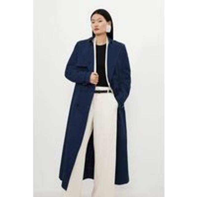 Tailored Classic Belted Trench Coat - Navy
