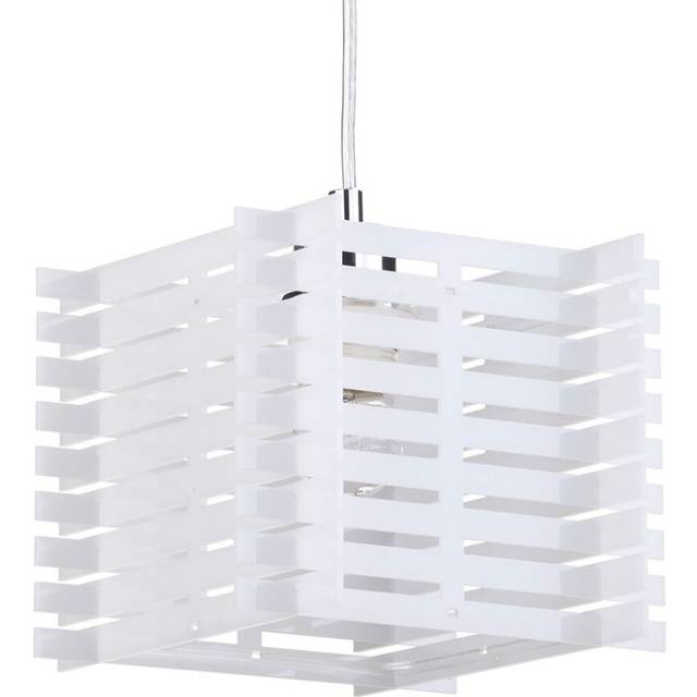 Litecraft Ceiling Pendant 1 Light With Slatted Box Shade - White
