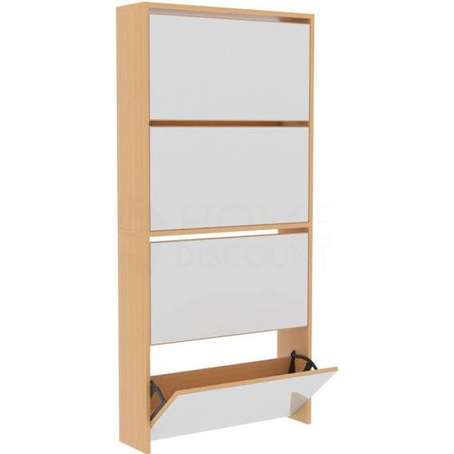 Welham 4 Drawer Mirrored Shoe Cabinet - Oak - Brown