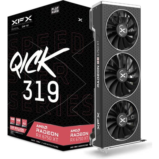 XFX Speedster QICK319 Radeon RX 6750XT CORE spelgrafikkort med 12 GB GDDR6 HDMI 3xDP, AMD RDNA™ 2 (RX-675XYJFDP)