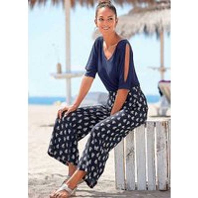 Vivance Palazzo Trousers - Blue Print