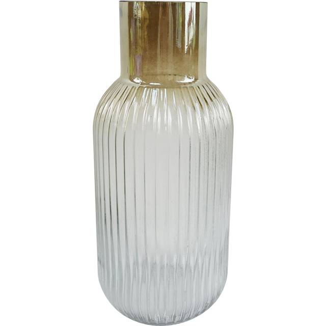 Leaf 34Cm Ridged Ombre Glass Vase, Brown