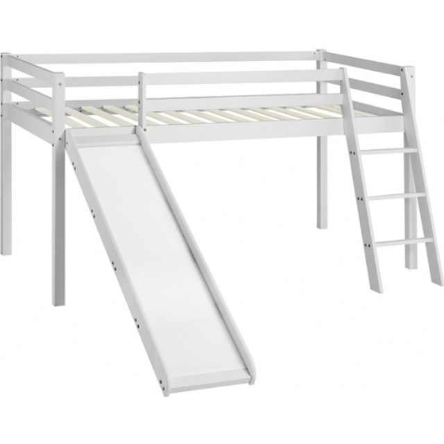Newark Wooden Mid-Sleeper Bunk Bed with Slide - Grey - Single