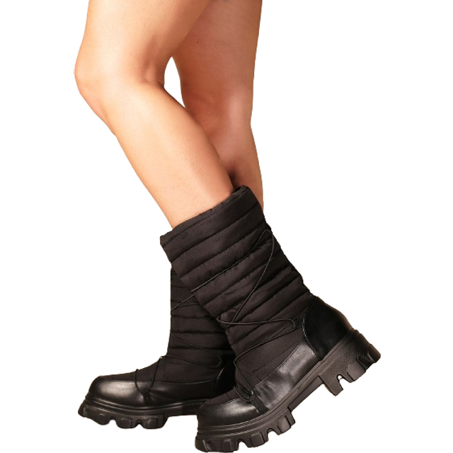 Where's That From Womens 'Harleen' Chunky Sole Puffy Ankle Boots With Lace Up - Black - Size UK 5
