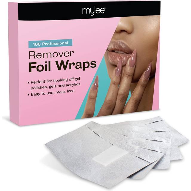 100pcs Gel Nail Polish Remover Foil Wraps, Aluminium Foil Wraps with Pre-attached Lint-Free Cotton Pads for Fast & Gentle Soak Off Gel Polish Removing