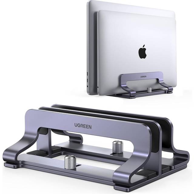 Vertical Laptop Stand for Desk Dual Slot Laptop Stand Holder Adjustable Dock Aluminum Desktop Stand Compatible with MacBook Air Pro, Microsoft Surface