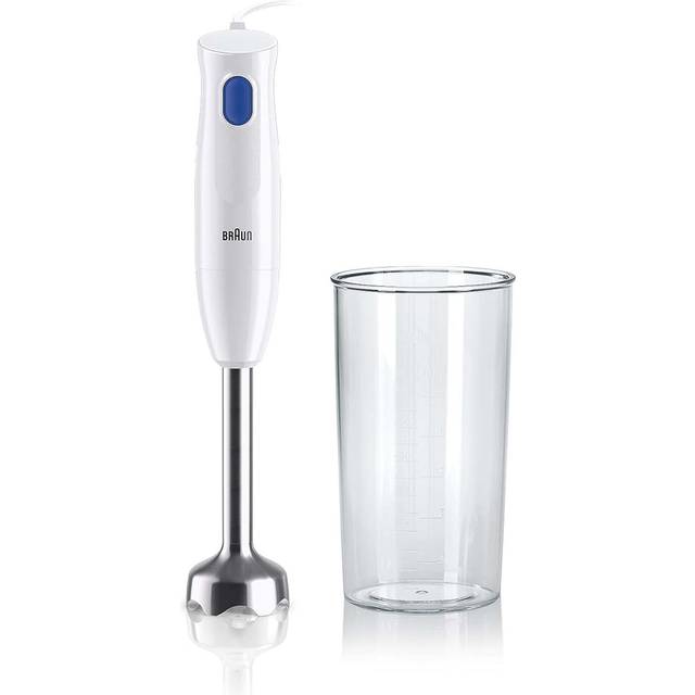 Braun handmixer MQ10.001M MultiQuick 1 – Extra lätt blandningstav med rostfritt stål mixerfot och EasyTwist System, inkl. 600 ml mix- och mätkopp, 450 watt, vit